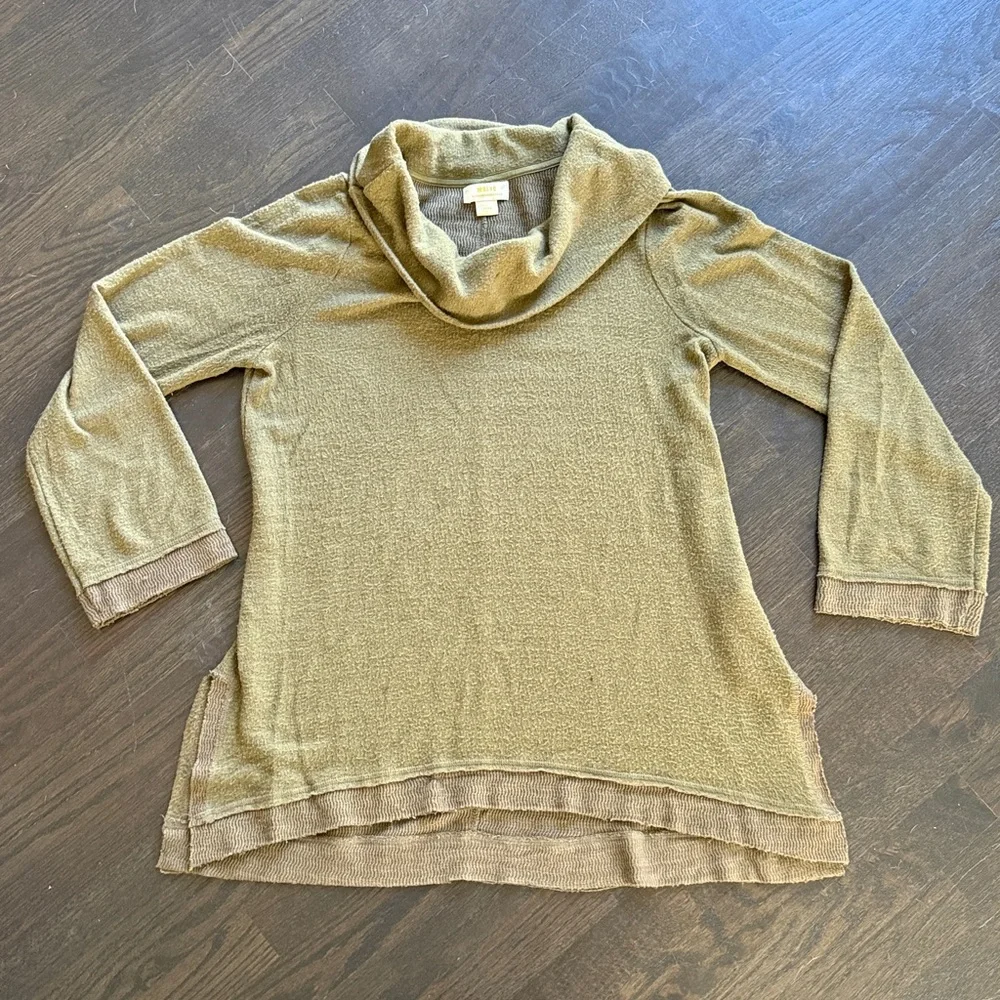Anthropologie Maeve Cowl neck tunic sweater olive green large